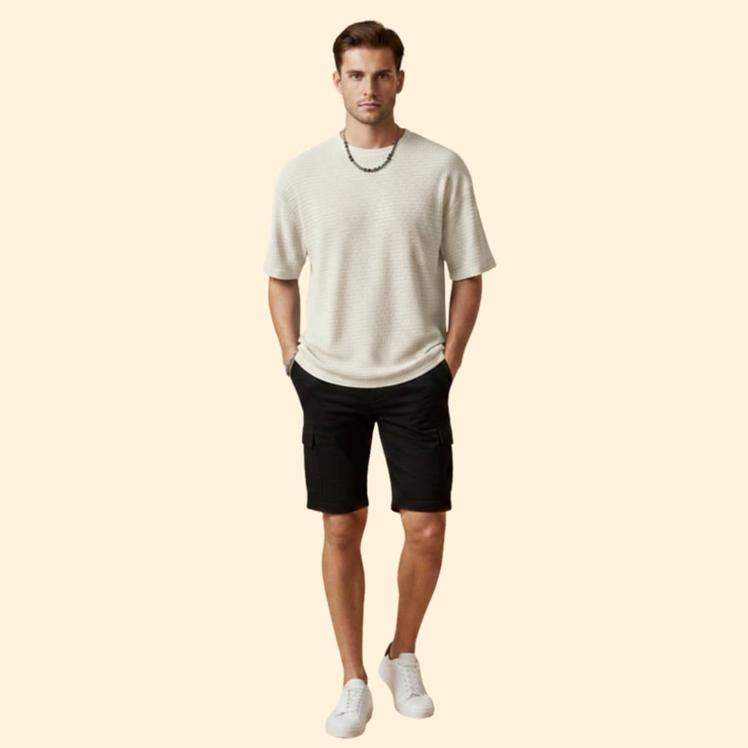 Men’s Textured T-shirt with Short Sleeves