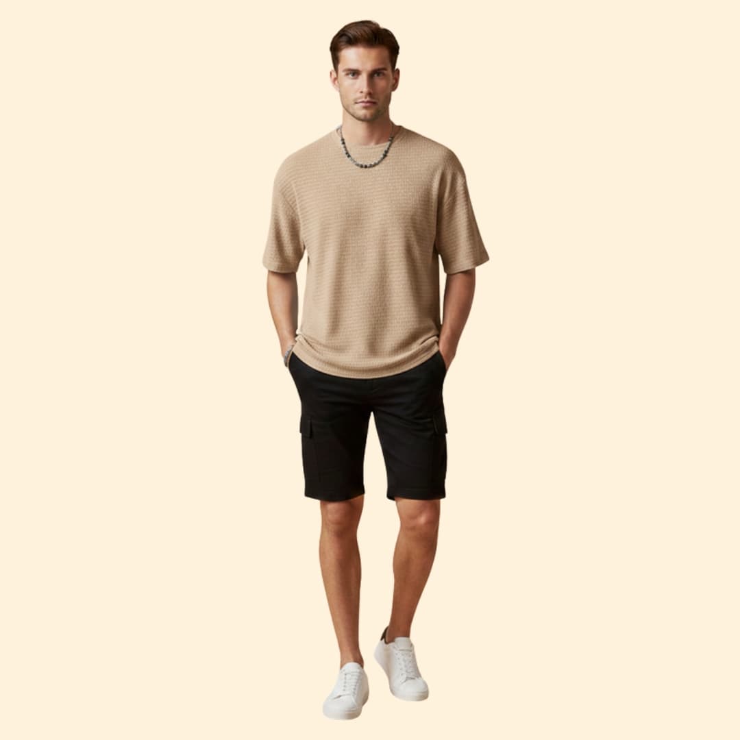 Men’s Textured T-shirt with Short Sleeves