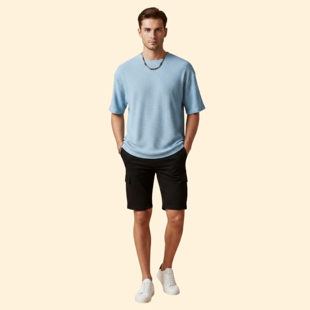 Men’s Textured T-shirt with Short Sleeves