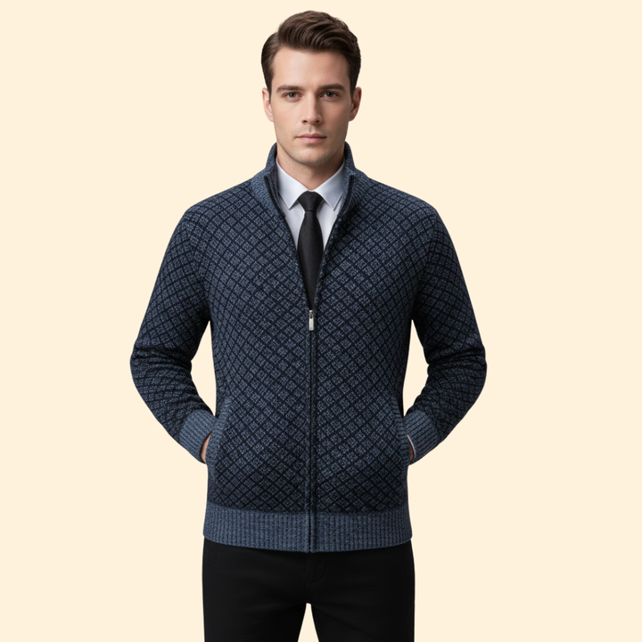 Men’s Full Zip Jacket with Ribbed Collar