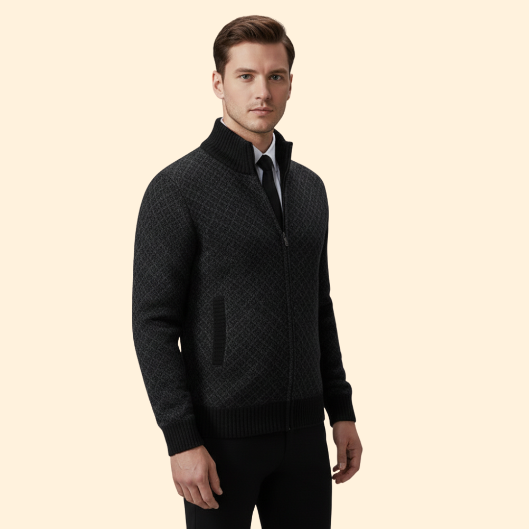 Men’s Full Zip Jacket with Ribbed Collar