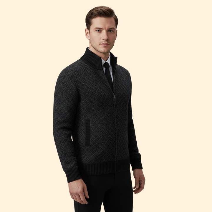 Men’s Full Zip Jacket with Ribbed Collar