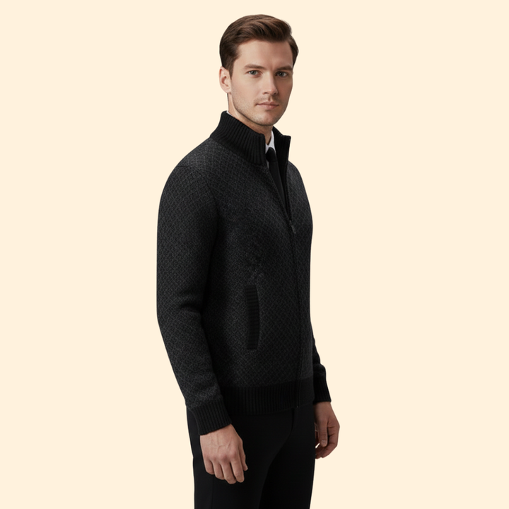 Men’s Full Zip Jacket with Ribbed Collar