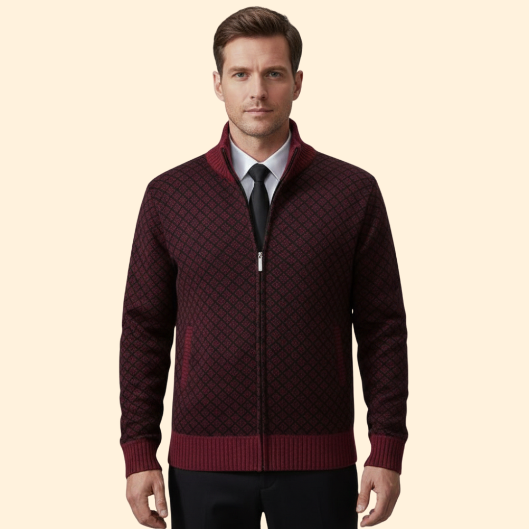 Men’s Full Zip Jacket with Ribbed Collar