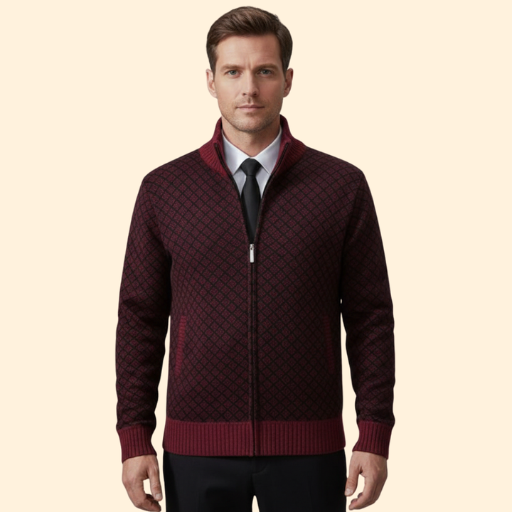 Men’s Full Zip Jacket with Ribbed Collar