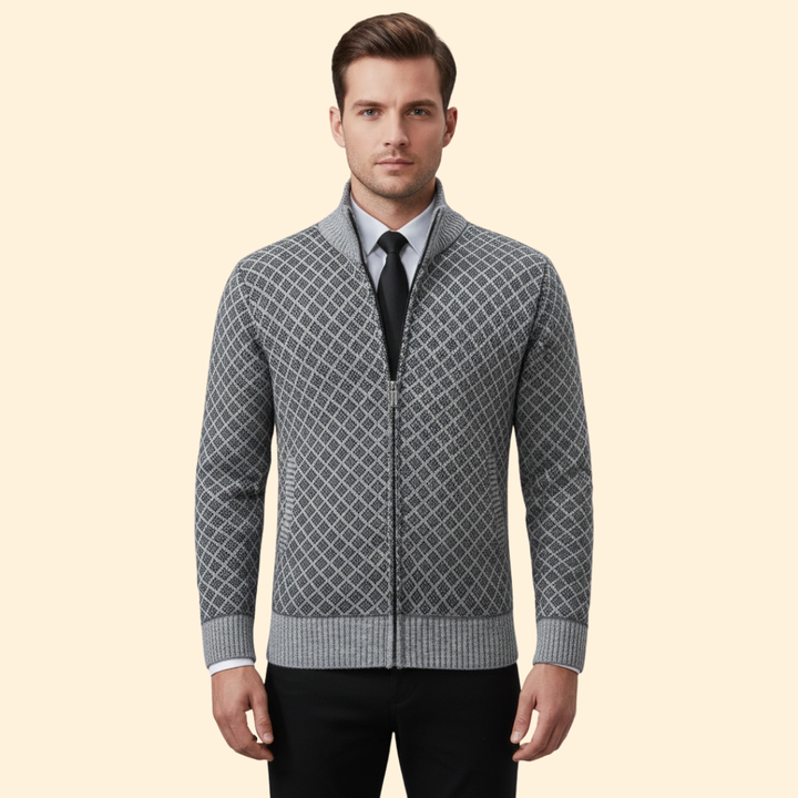 Men’s Full Zip Jacket with Ribbed Collar