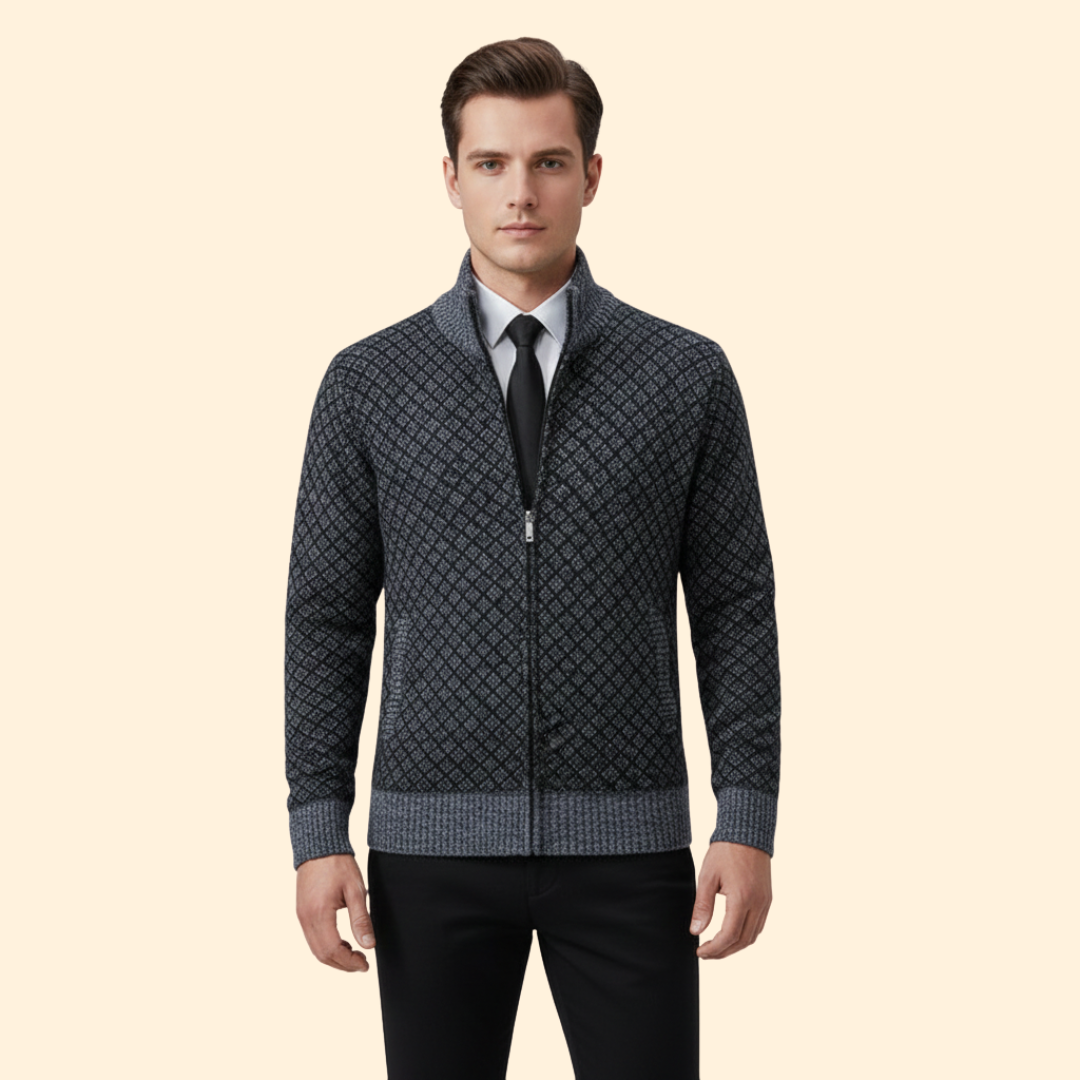 Men’s Full Zip Jacket with Ribbed Collar