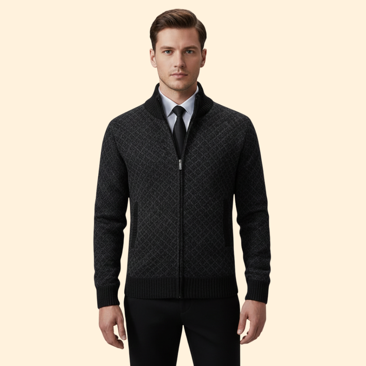 Men’s Full Zip Jacket with Ribbed Collar