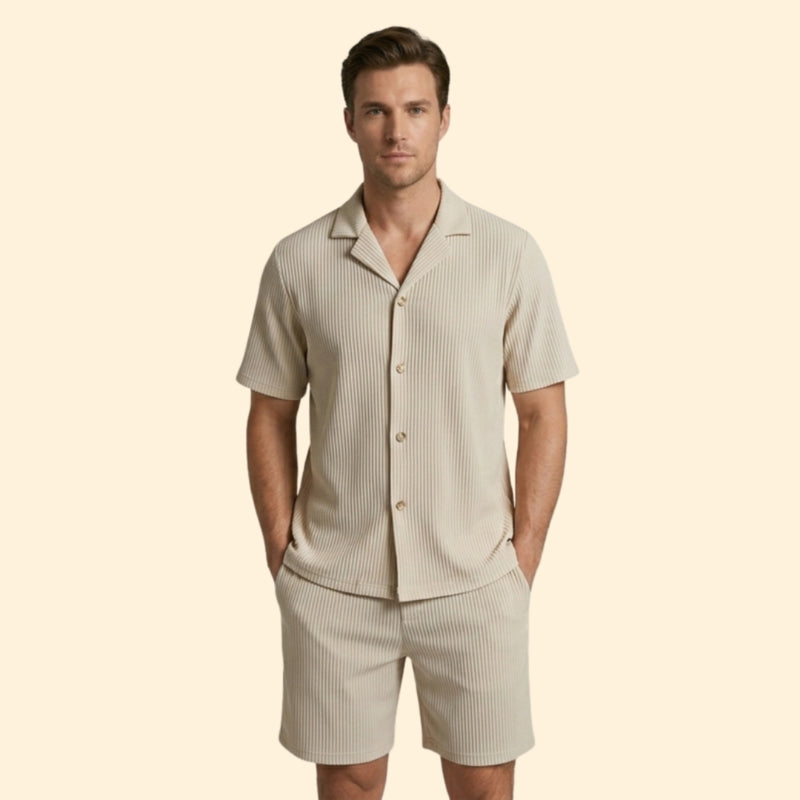 Men’s Two-Piece Set with Button-Up Shirt