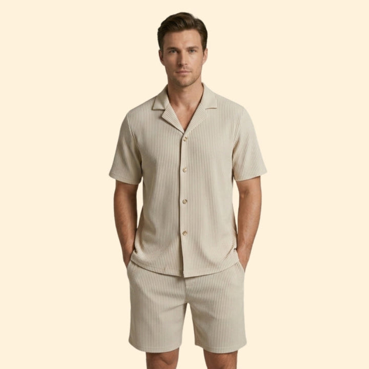 Men’s Two-Piece Set with Button-Up Shirt