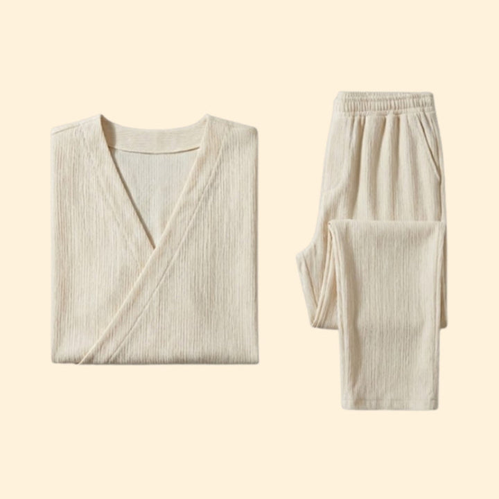Men’s V-Neck Shirt and Drawstring Pants Set