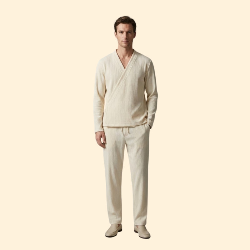 Men’s V-Neck Shirt and Drawstring Pants Set