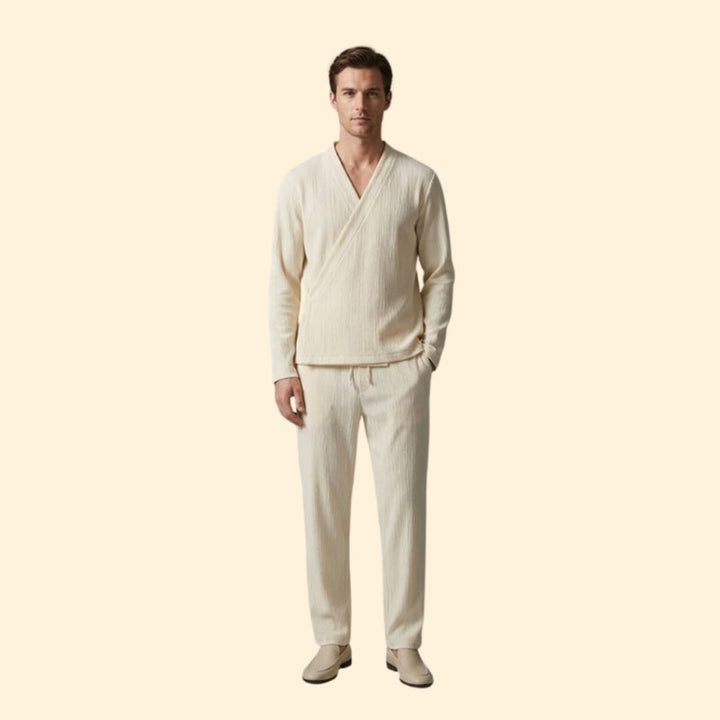 Men’s V-Neck Shirt and Drawstring Pants Set