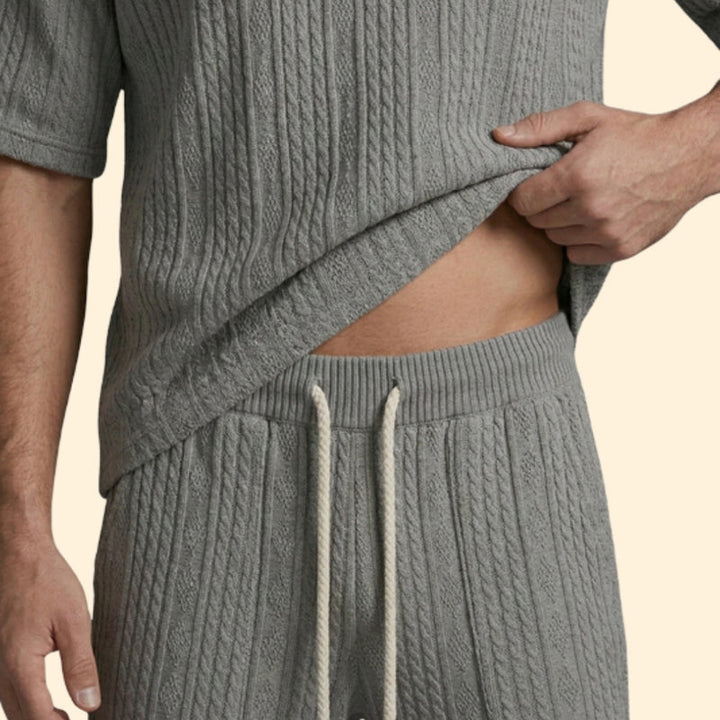 Men’s V-Neck Shirt and Drawstring Shorts Set
