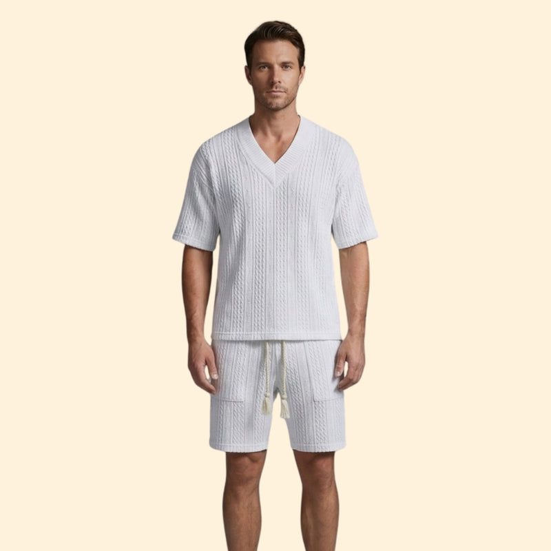 Men’s V-Neck Shirt and Drawstring Shorts Set