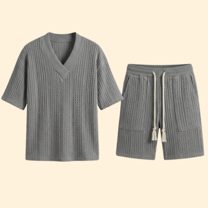 Men’s V-Neck Shirt and Drawstring Shorts Set