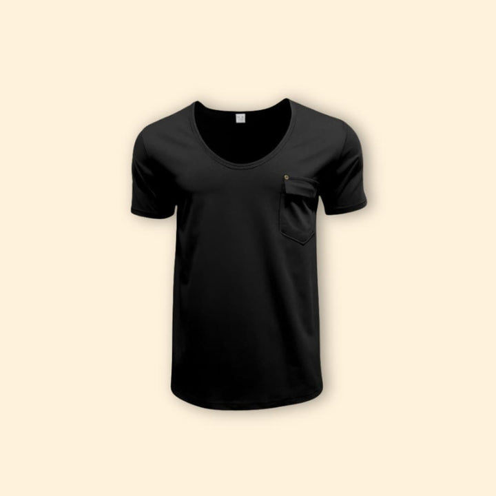 Men’s V-Neck Shirt with Chest Pocket Detail