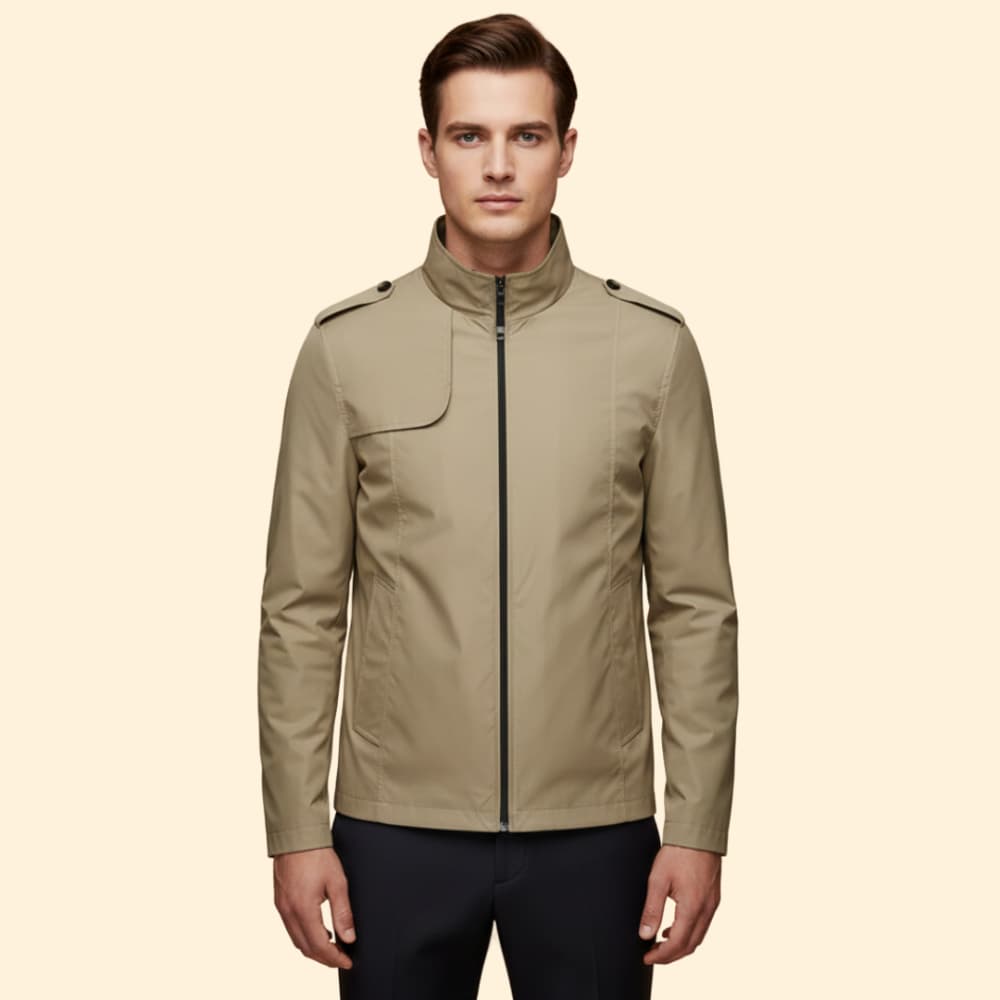 Men's Versatile Bomber Jacket with Stand-Up Collar