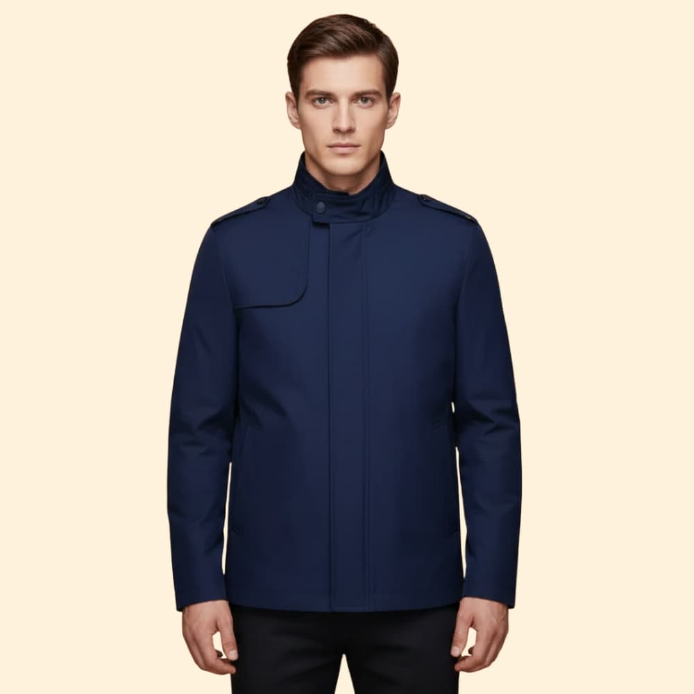 Men's Versatile Bomber Jacket with Stand-Up Collar