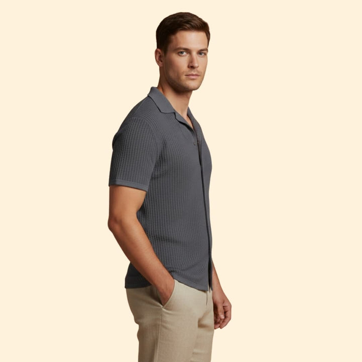 Men’s Waffle Shirt with Button-down Front