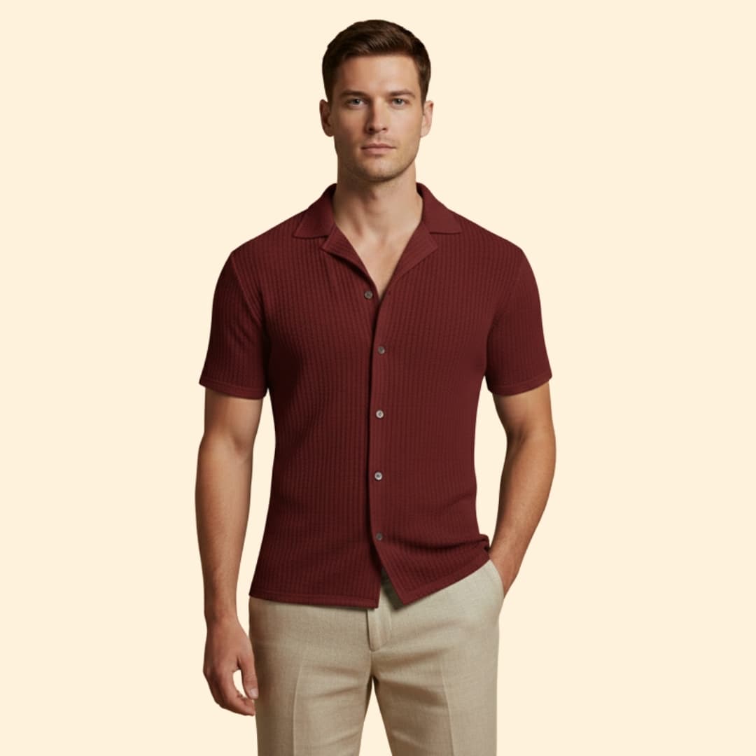 Men’s Waffle Shirt with Button-down Front