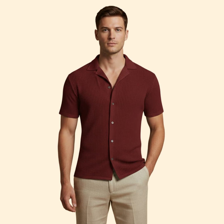 Men’s Waffle Shirt with Button-down Front