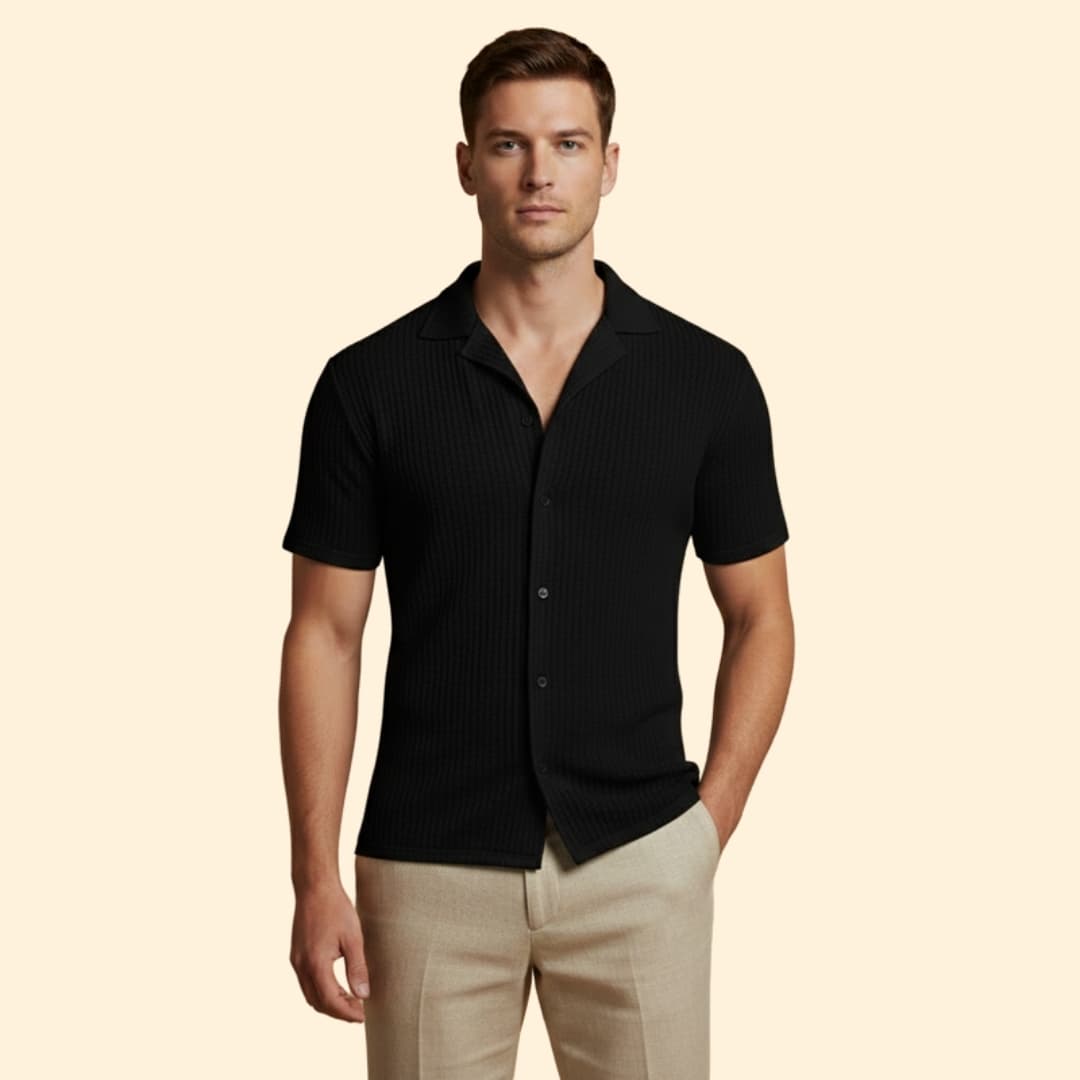 Men’s Waffle Shirt with Button-down Front