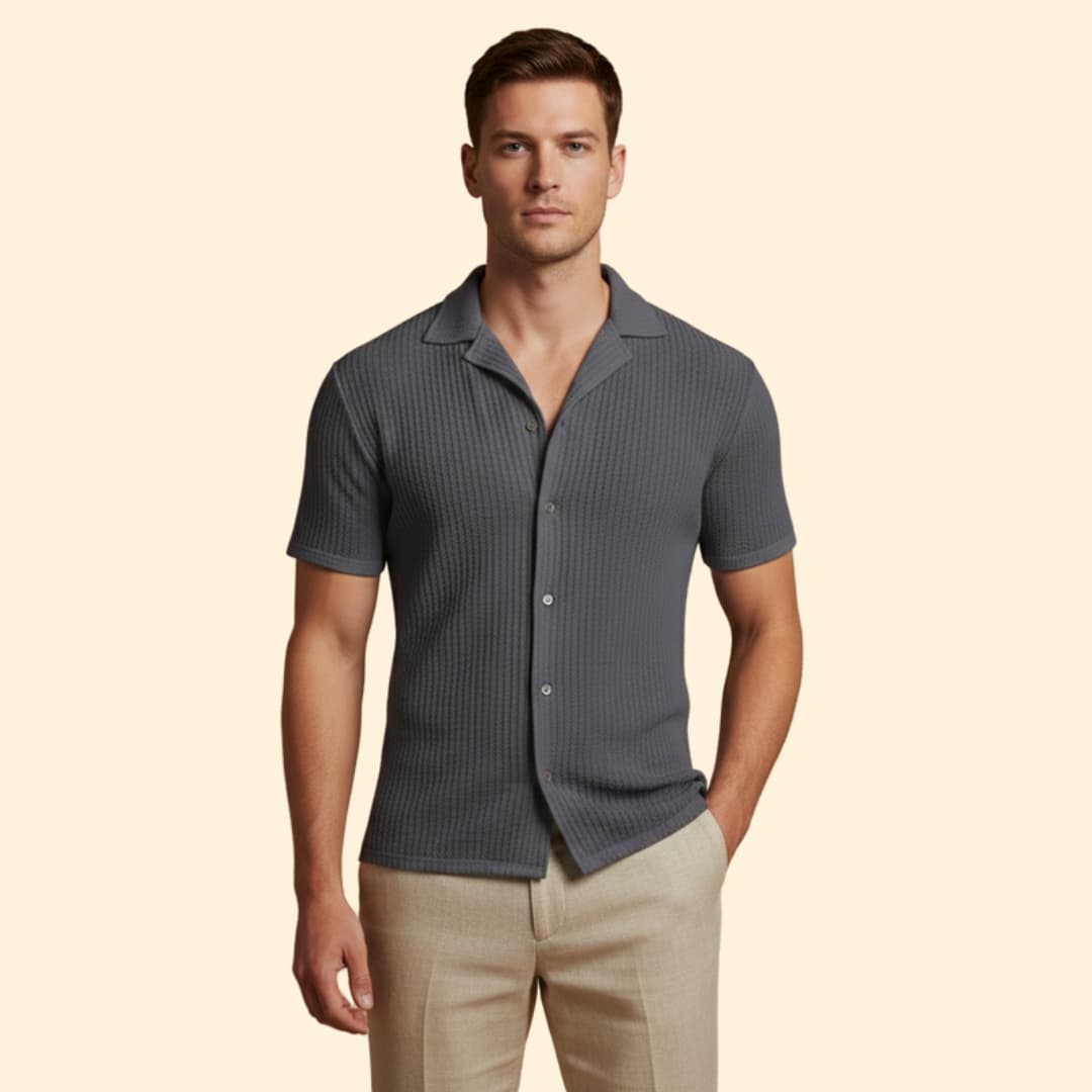 Men’s Waffle Shirt with Button-down Front