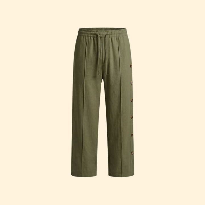 Men’s Wide-Leg Pants with Side Buttons