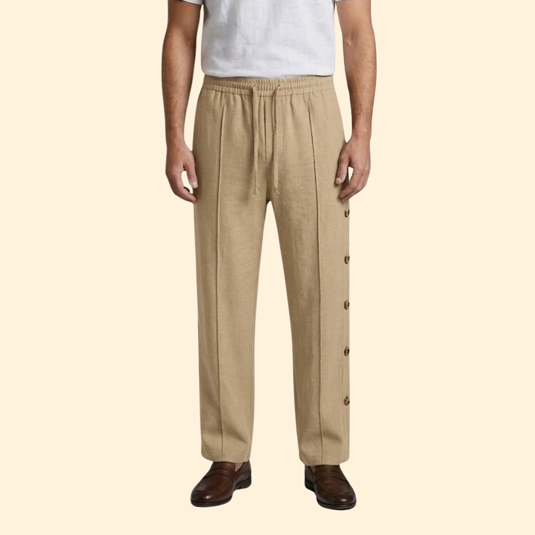 Men’s Wide-Leg Pants with Side Buttons