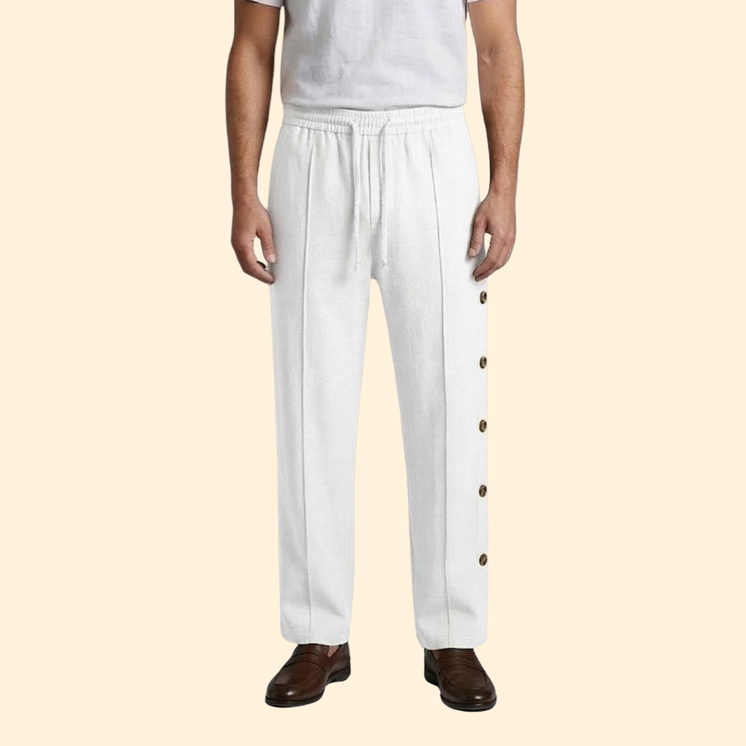 Men’s Wide-Leg Pants with Side Buttons