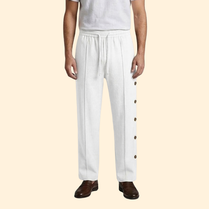 Men’s Wide-Leg Pants with Side Buttons