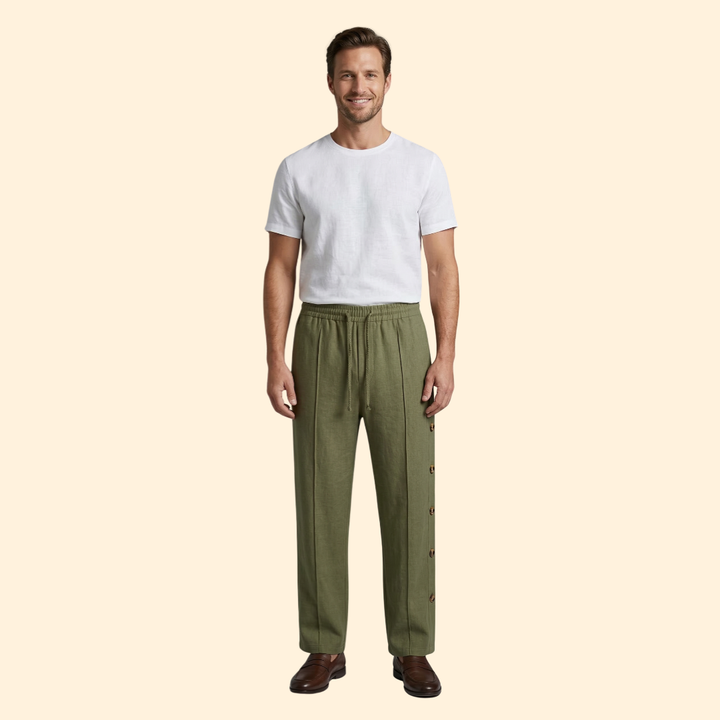 Men’s Wide-Leg Pants with Side Buttons