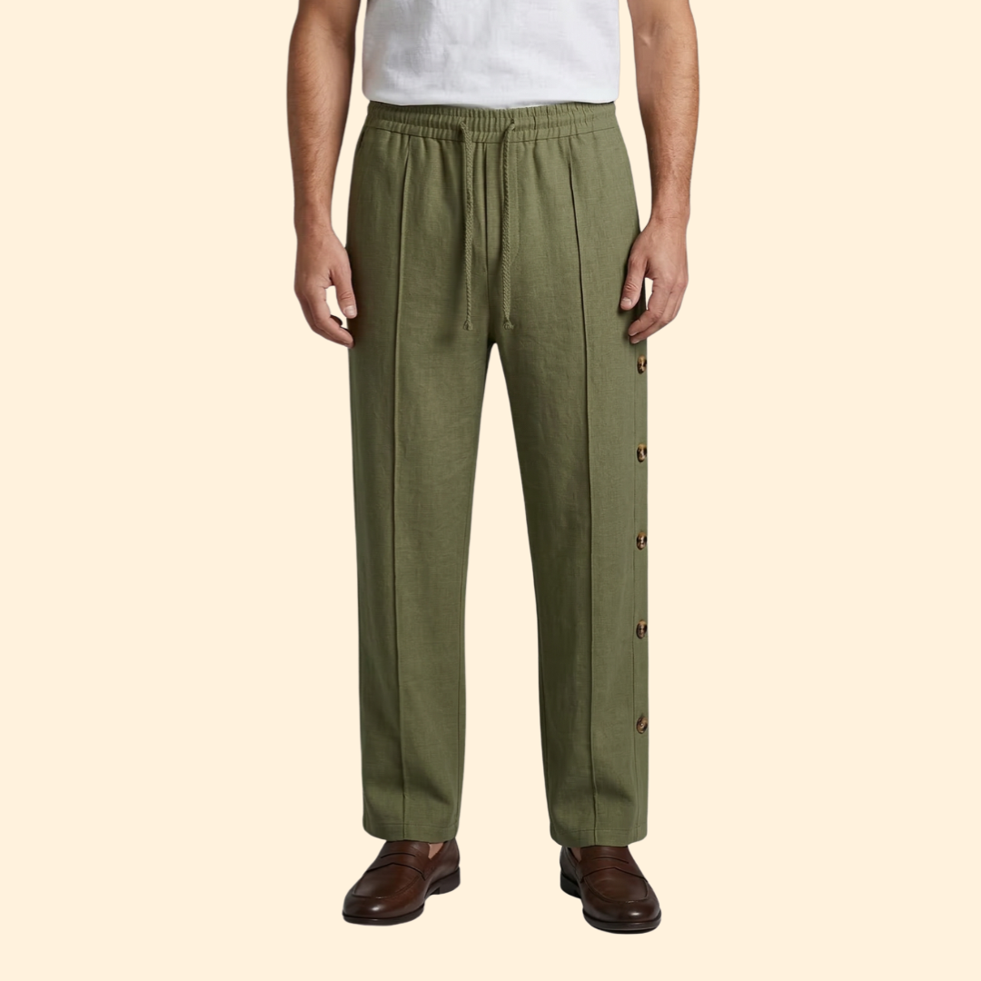 Men’s Wide-Leg Pants with Side Buttons