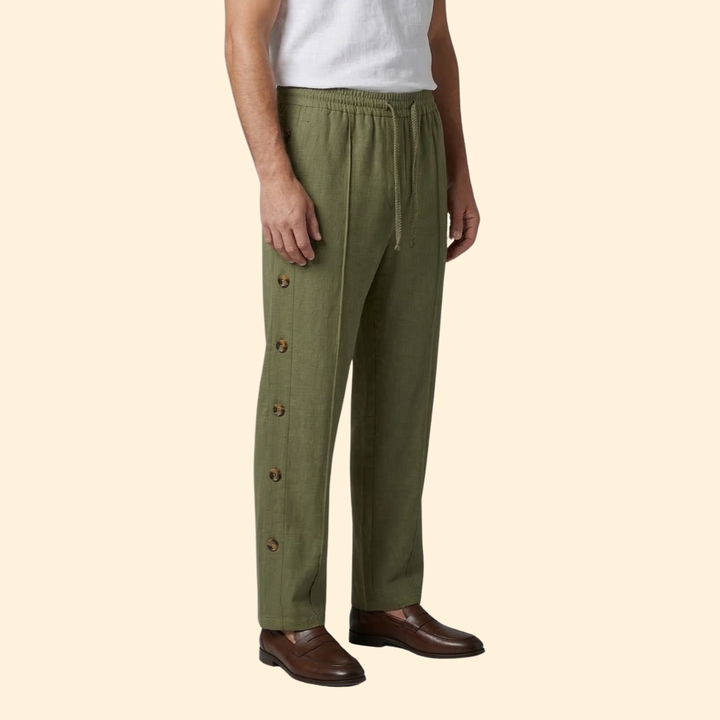 Men’s Wide-Leg Pants with Side Buttons
