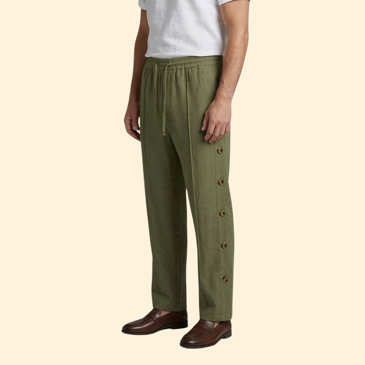 Men’s Wide-Leg Pants with Side Buttons