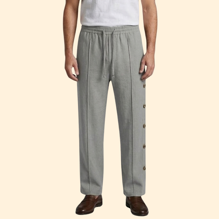 Men’s Wide-Leg Pants with Side Buttons