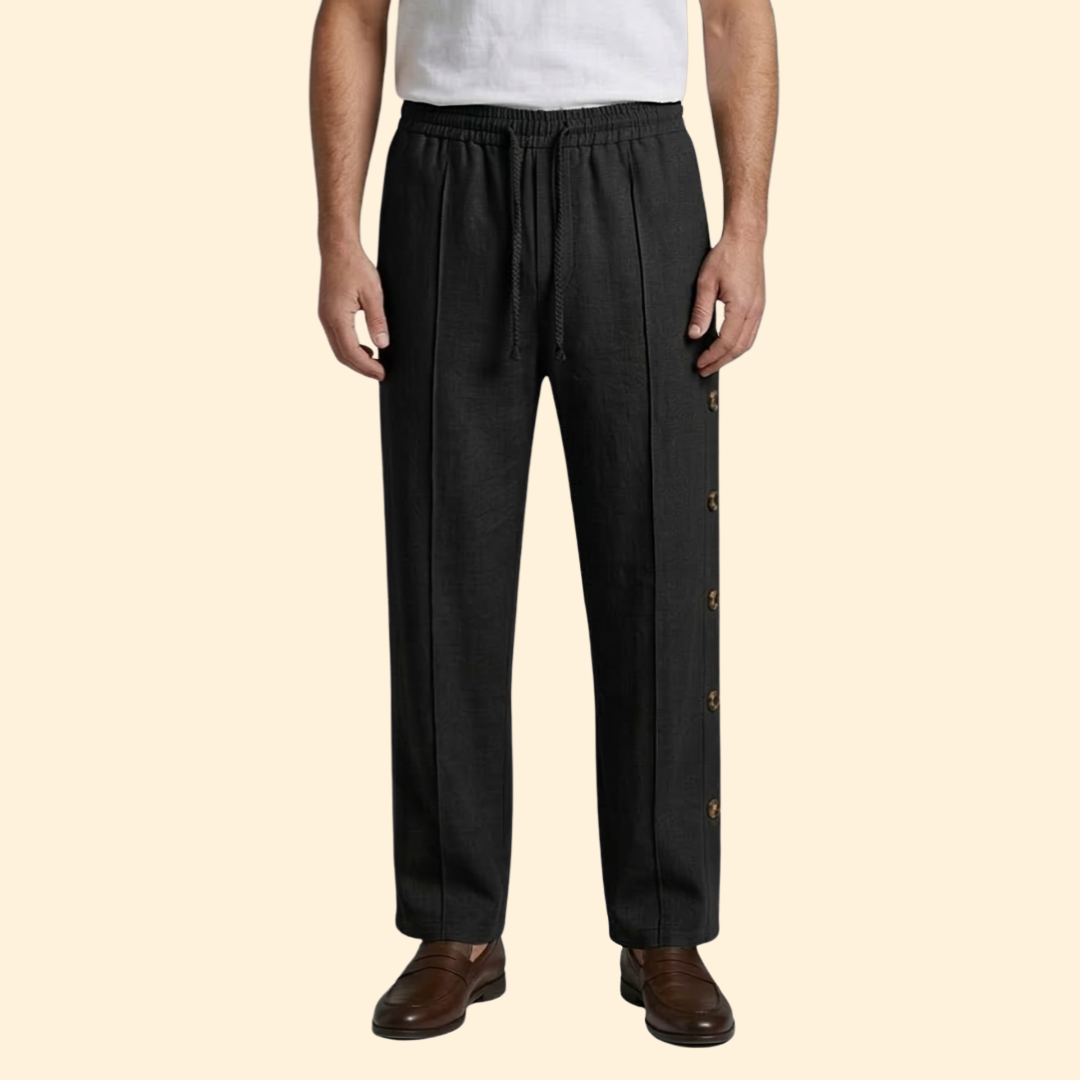 Men’s Wide-Leg Pants with Side Buttons