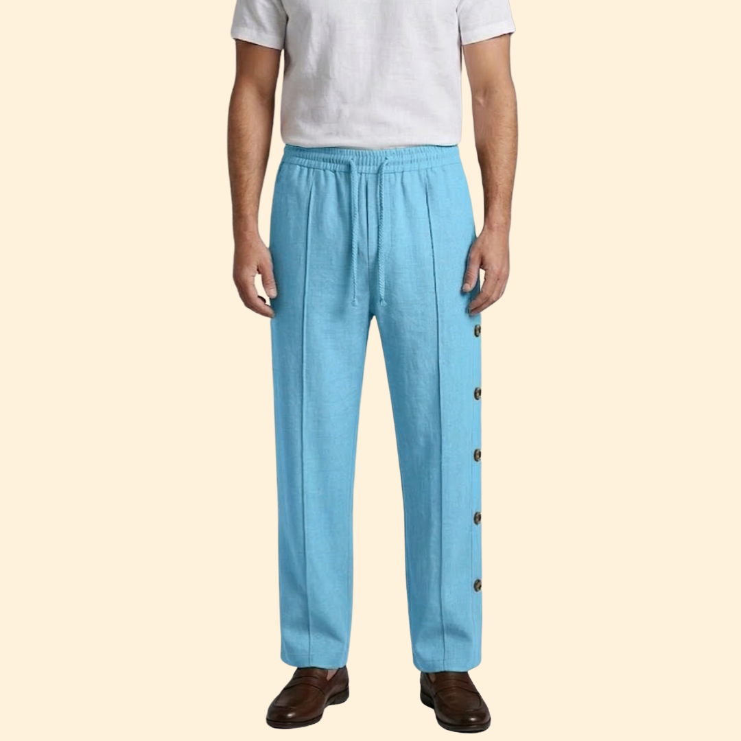 Men’s Wide-Leg Pants with Side Buttons