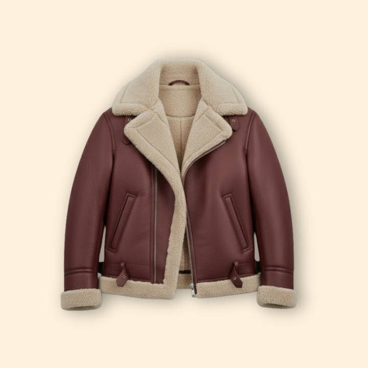 Men’s Zip Front Jacket with Shearling Collar