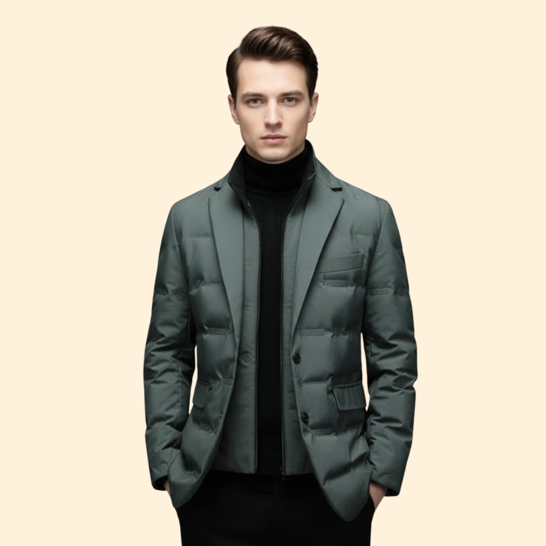 Men’s Blazer Jacket with Zip Mock Neck