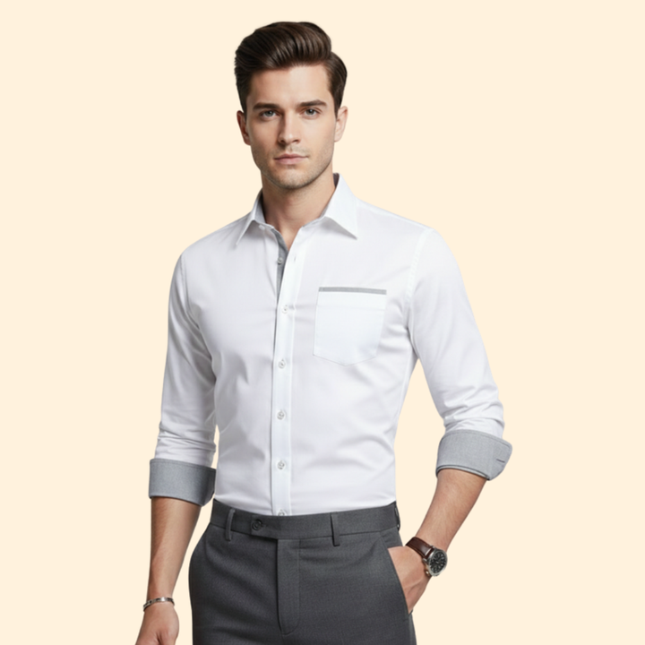 Men’s Button Down Shirt with Contrast Collar