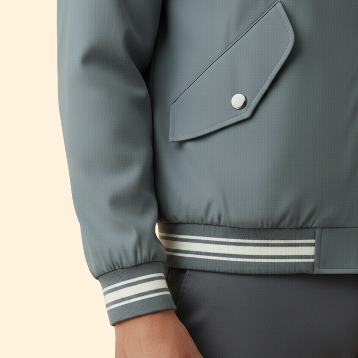 Men’s College-Style Bomber Jacket with Zipper