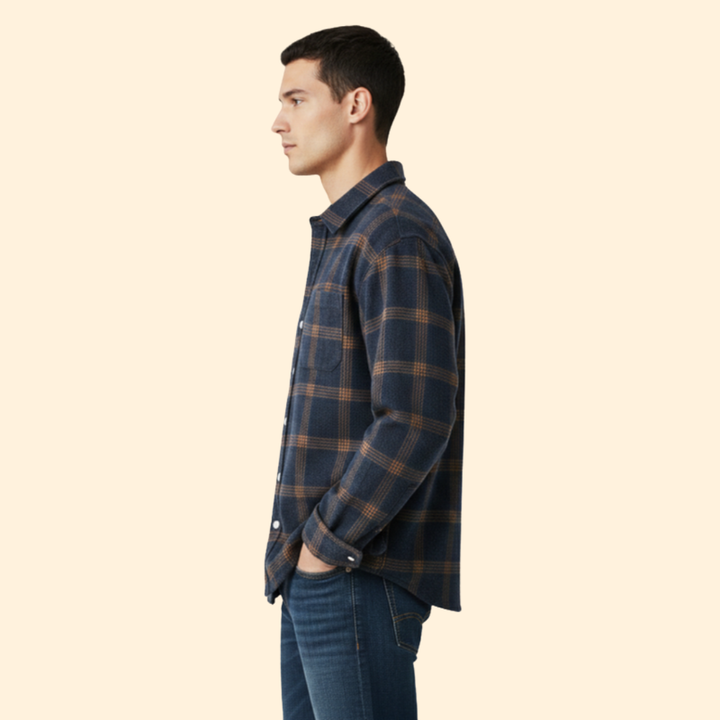 Men’s Flannel Shirt with Classic Collar