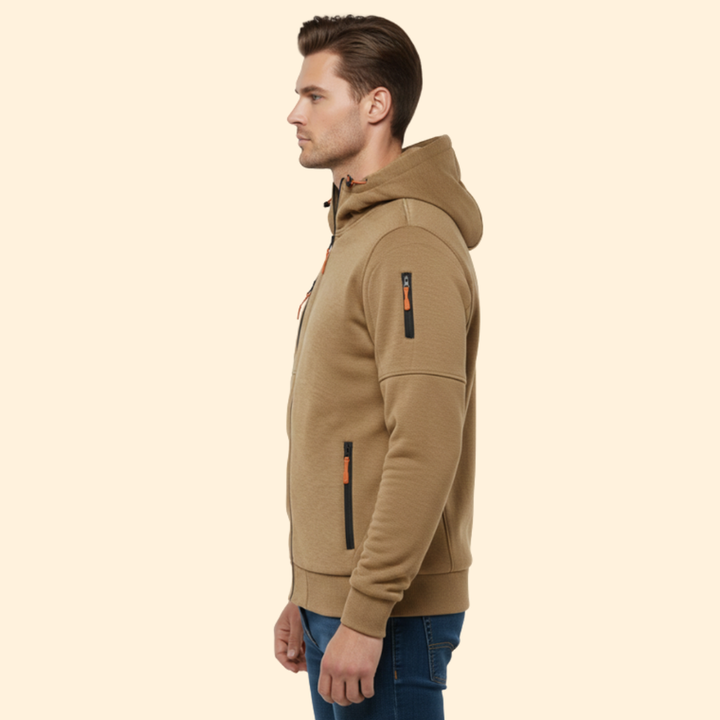 Men’s Hooded Jacket with Front Zipper