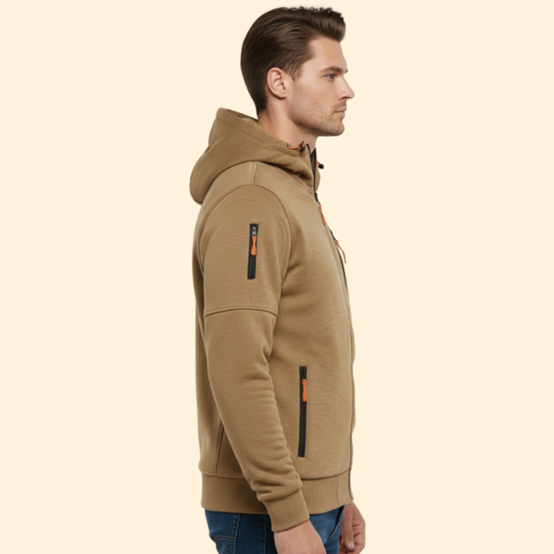 Men’s Hooded Jacket with Front Zipper