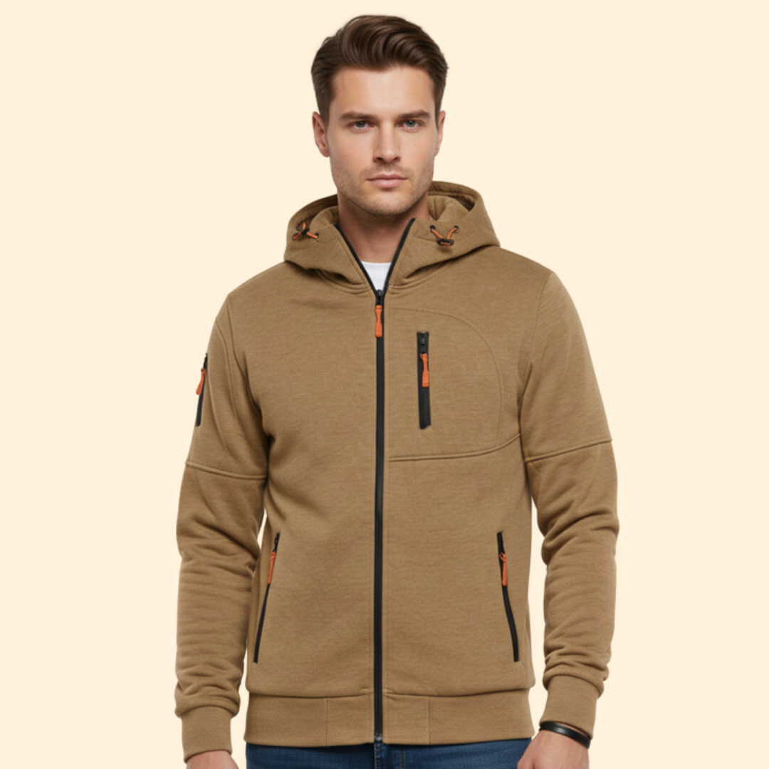 Men’s Hooded Jacket with Front Zipper