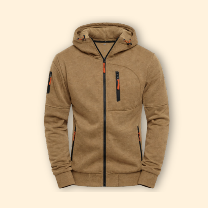 Men’s Hooded Jacket with Front Zipper