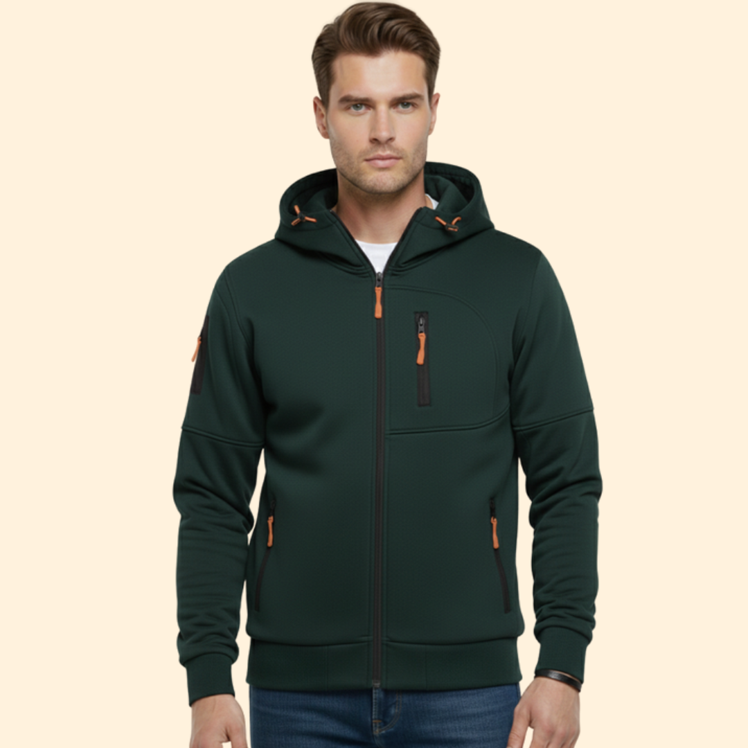 Men’s Hooded Jacket with Front Zipper
