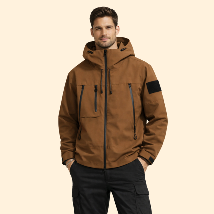 Men’s Jacket with Hood and Multiple Pockets